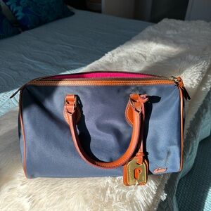 Dooney and Bourke Navy Nylon and Leather Satchel - New